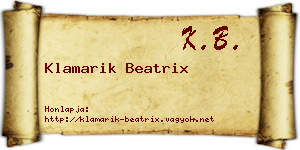 Klamarik Beatrix névjegykártya